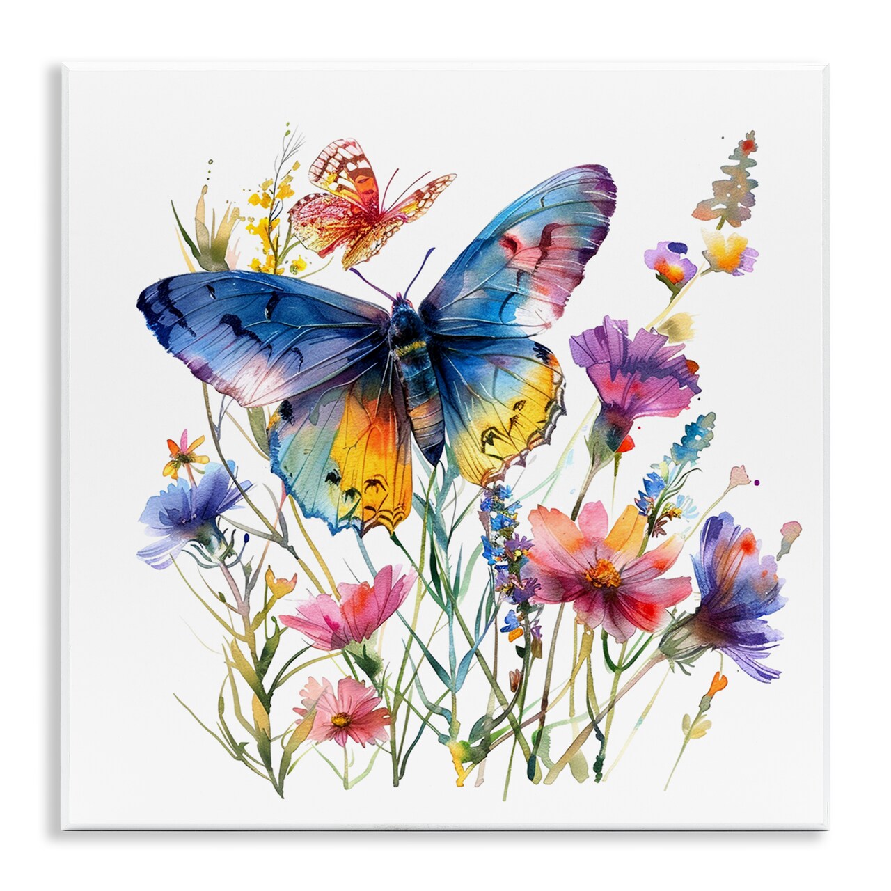 Stupell Industries Blue Toned Butterfly Garden Wall Plaque Art Design by LSR Design Studio